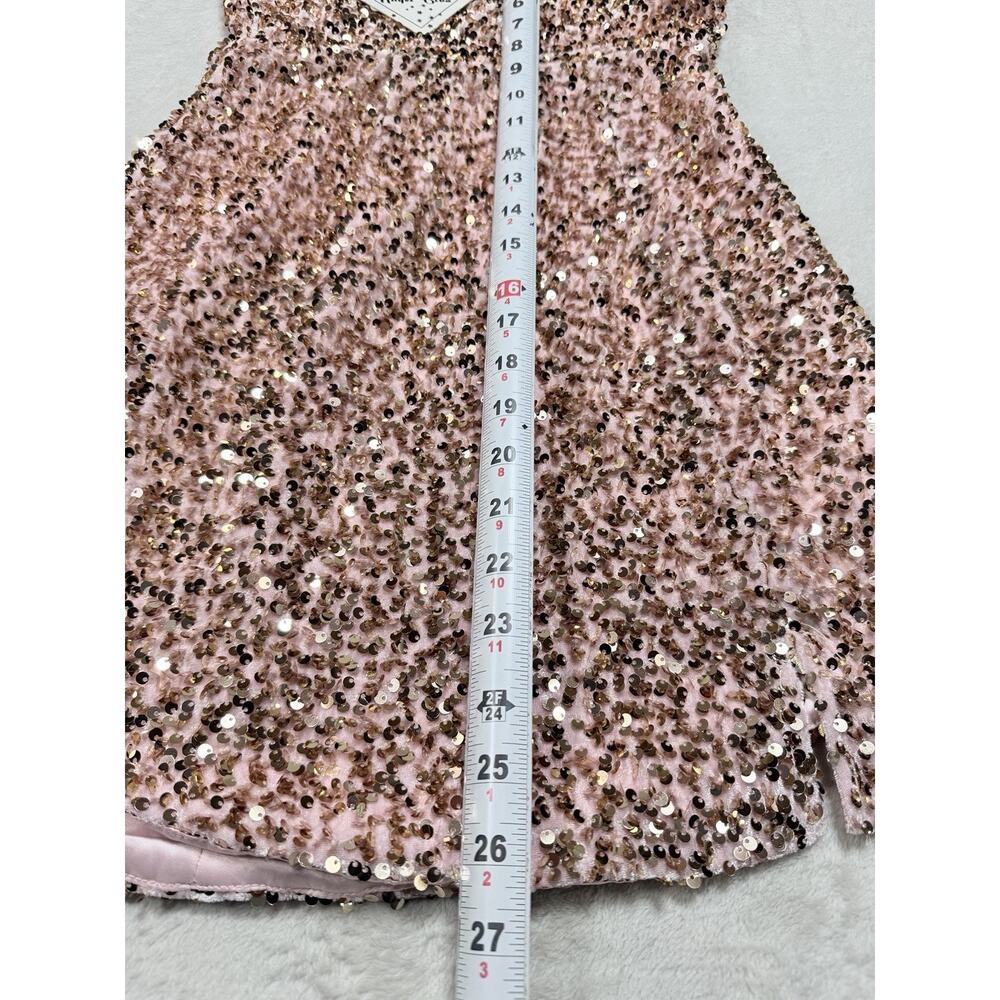 Angel Biba NWT Blush Sequin Mini Dress Rose Gold Cocktail Party Wedding Guest M - Picture 4 of 16